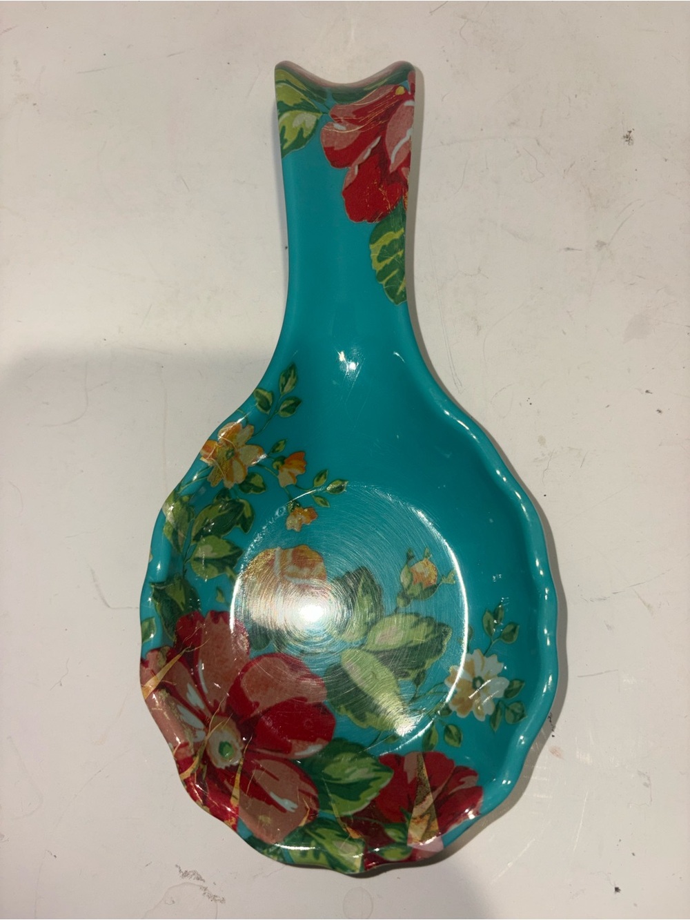 The Pioneer Woman Turquoise Floral Spoon Rest